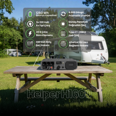 H1600 - Helper Serisi - Taşınabilir LiFePO4 Solar Güç İstasyonu - Ay Taşı