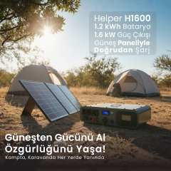 H1600 - Helper Serisi - Taşınabilir LiFePO4 Solar Güç İstasyonu - Ay Taşı