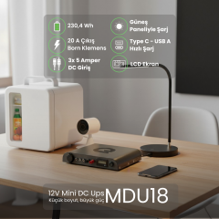 MDU18 - Mini DC UPS Serisi - Taşınabilir 12V Güç İstasyonu - Ay Taşı