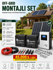 3.5 kW MPPT Solar Inverter | 12V 200Ah Jel Akü | 2x550W Panel | Montajlı Off-Grid Solar Set