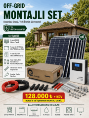 6.2 kW MPPT Inverter | 51.2V 100Ah LiFePO4 Akü | 6x550W Panel | Montajlı Off-Grid Solar Set